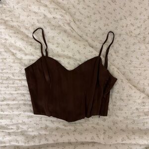 Zara Brown Women's corset crop tank